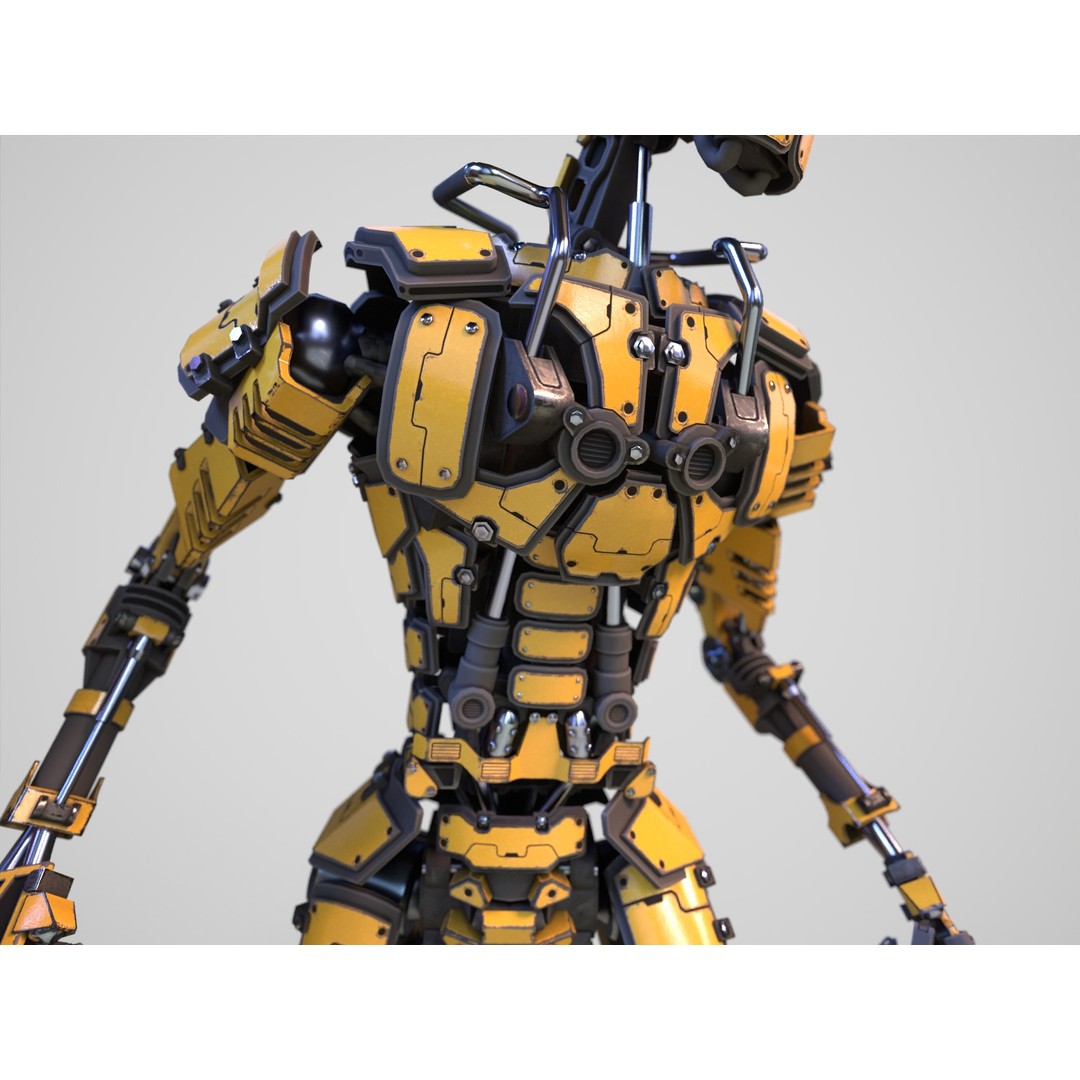 Futuristic Robot 3D Model – Low Poly Game Ready, FBX, PBR Textures - View 8