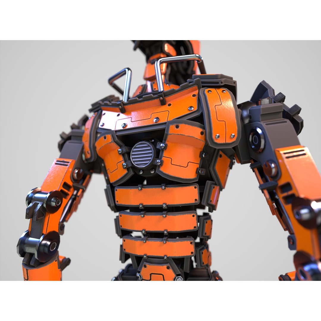 Futuristic Robot 3D Model – Low Poly Game Ready, FBX, PBR Textures - View 9