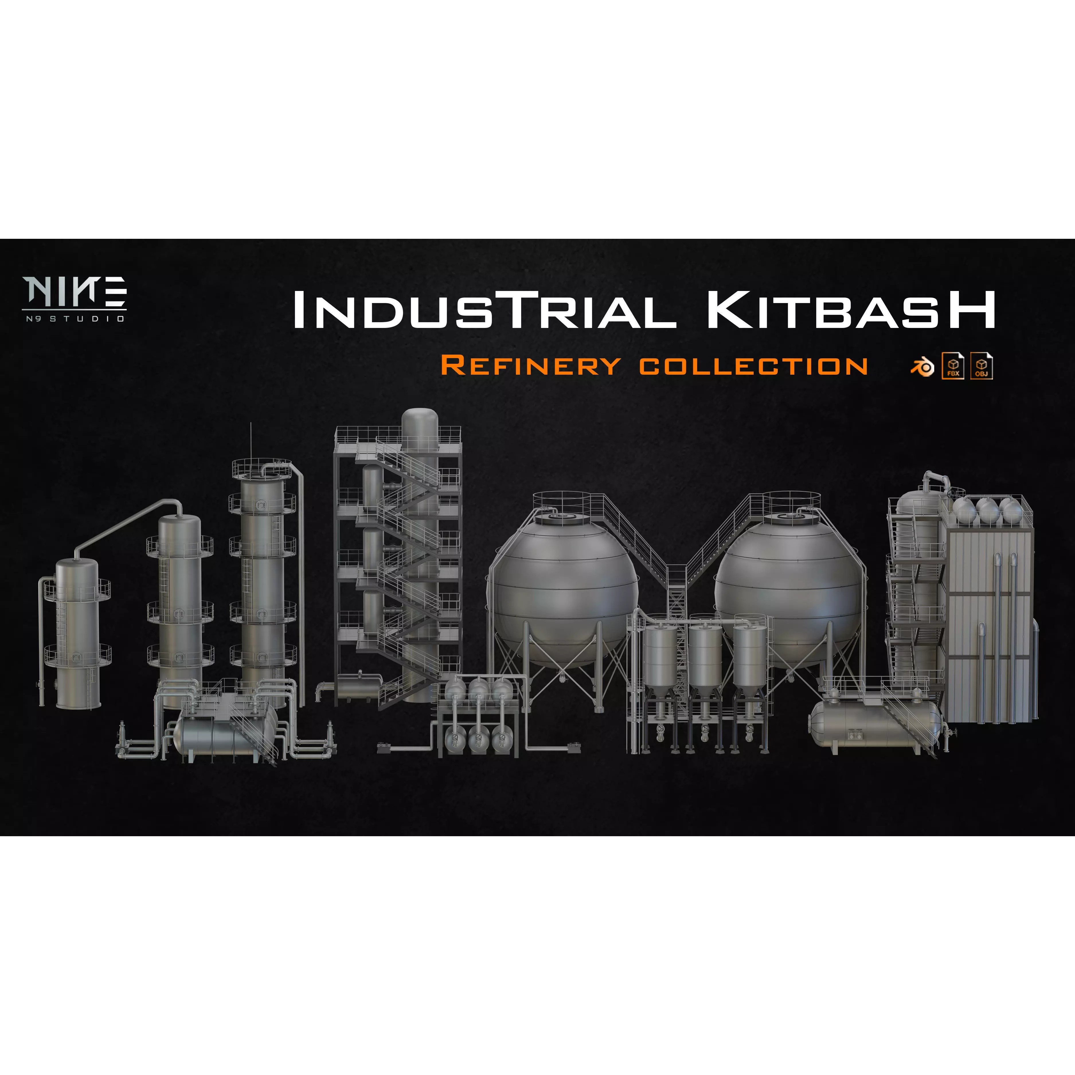 Refinery Collection - Modular Game-Ready 3D Model - View 2