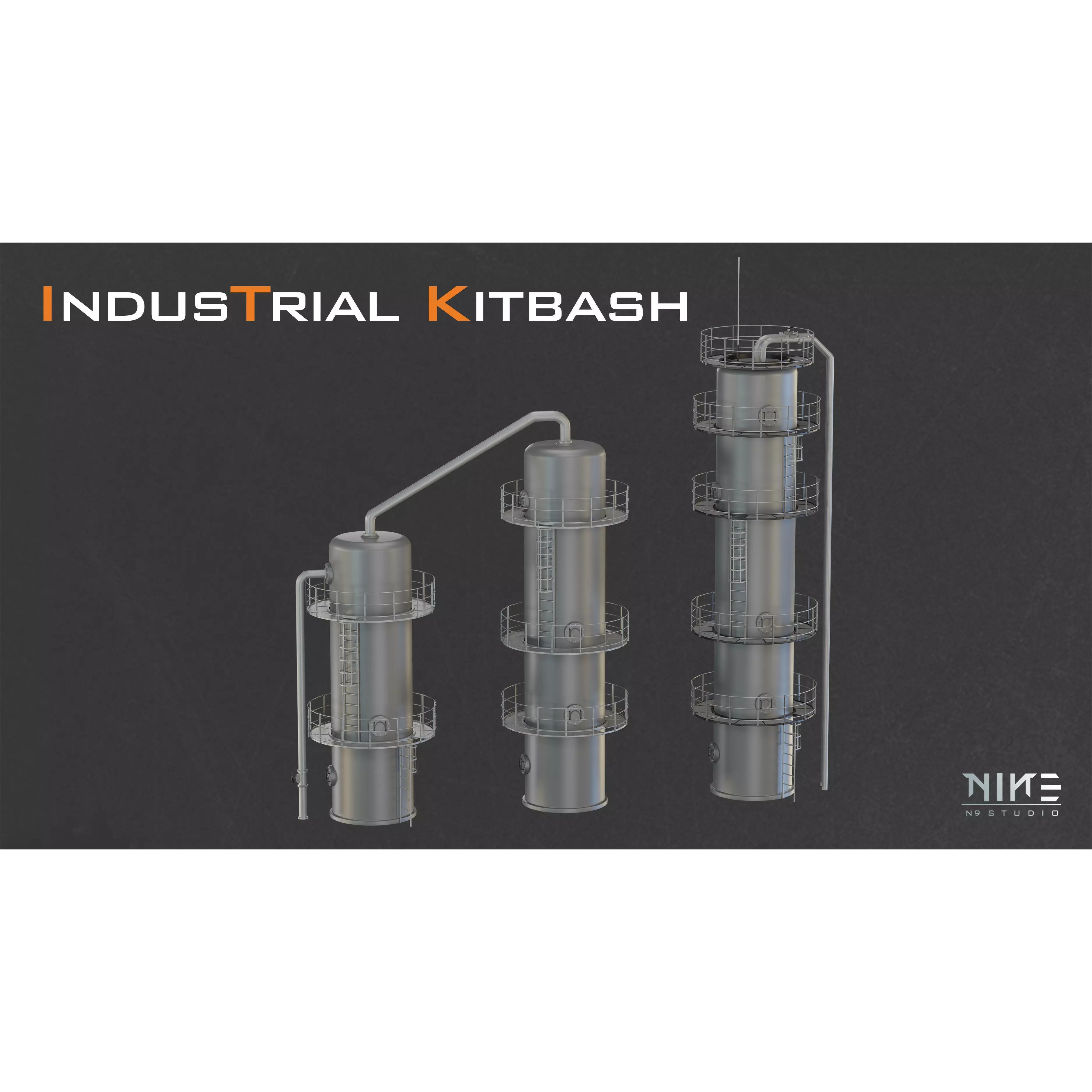 Refinery Collection - Modular Game-Ready 3D Model - View 4