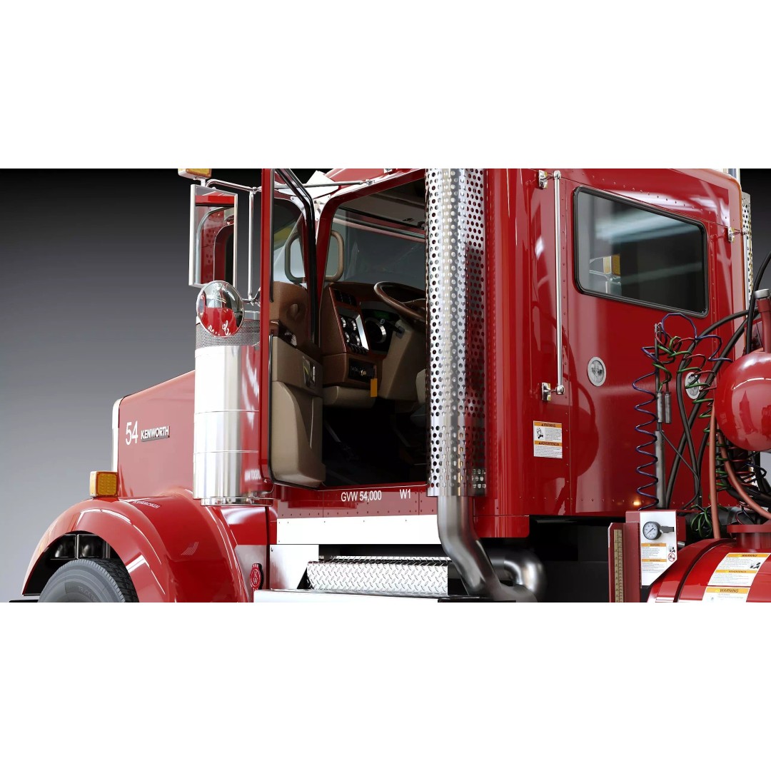 Kenworth W900 Concrete Mixer 3D Model – Low Poly Game Ready, FBX - View 19