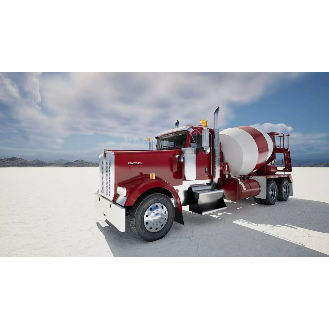 Kenworth W900 Concrete Mixer 3D Model – Low Poly Game Ready, FBX - View 39