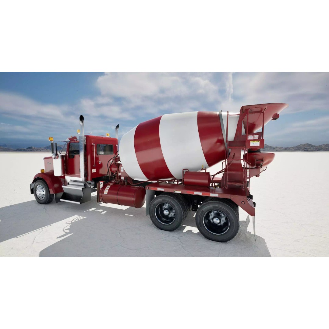 Kenworth W900 Concrete Mixer 3D Model – Low Poly Game Ready, FBX - View 47