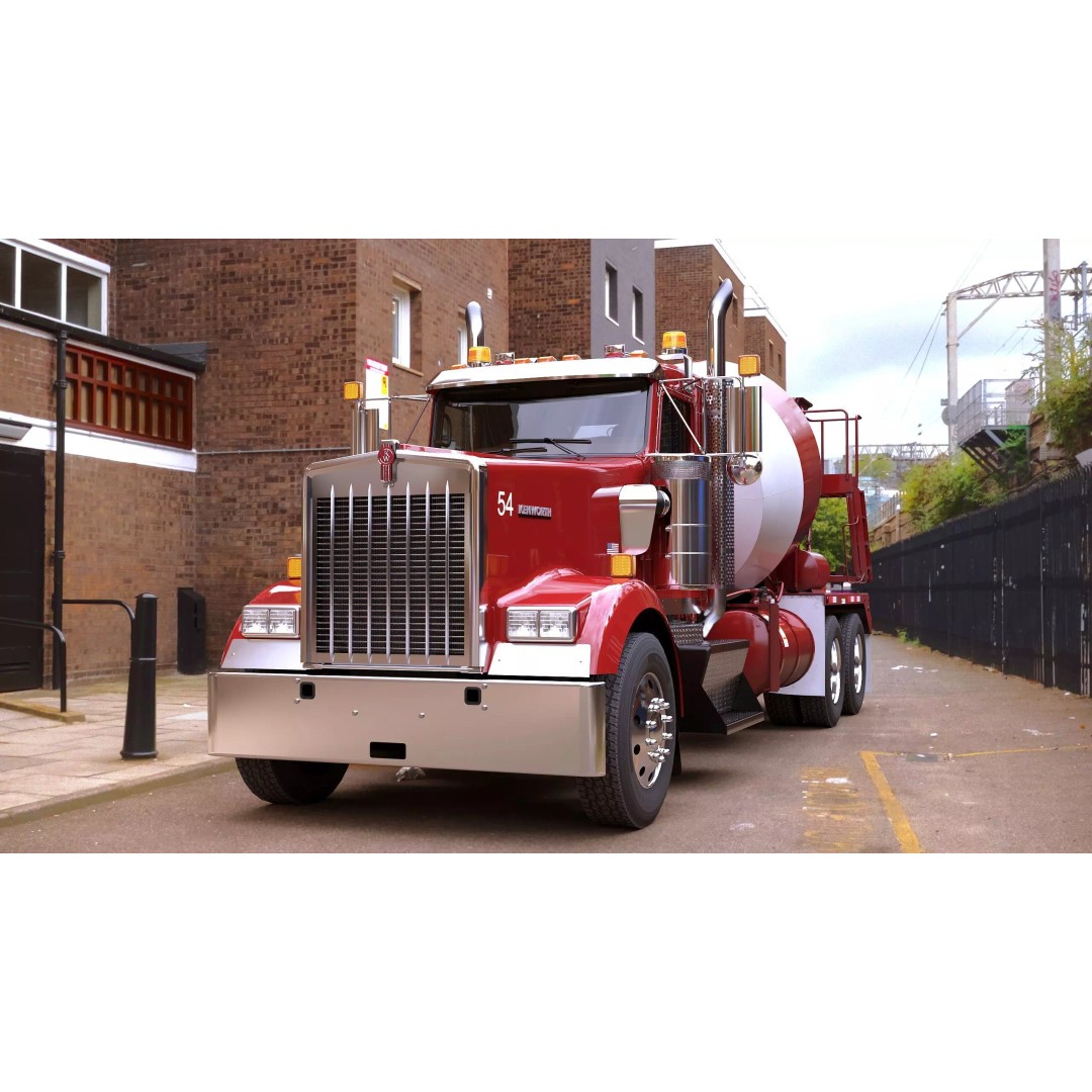 Kenworth W900 Concrete Mixer 3D Model – Low Poly Game Ready, FBX - View 48