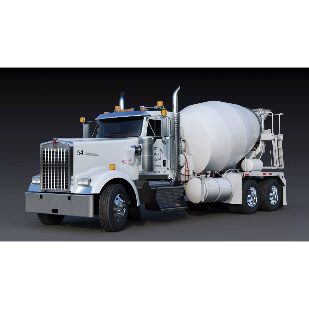 Kenworth W900 Concrete Mixer 3D Model – Low Poly Game Ready, FBX - View 5