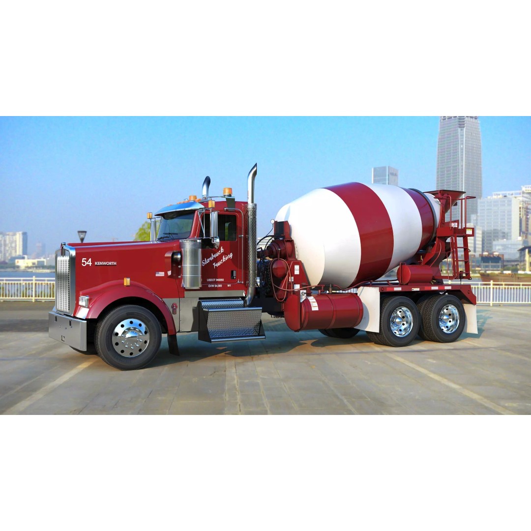Kenworth W900 Concrete Mixer 3D Model – Low Poly Game Ready, FBX - View 51