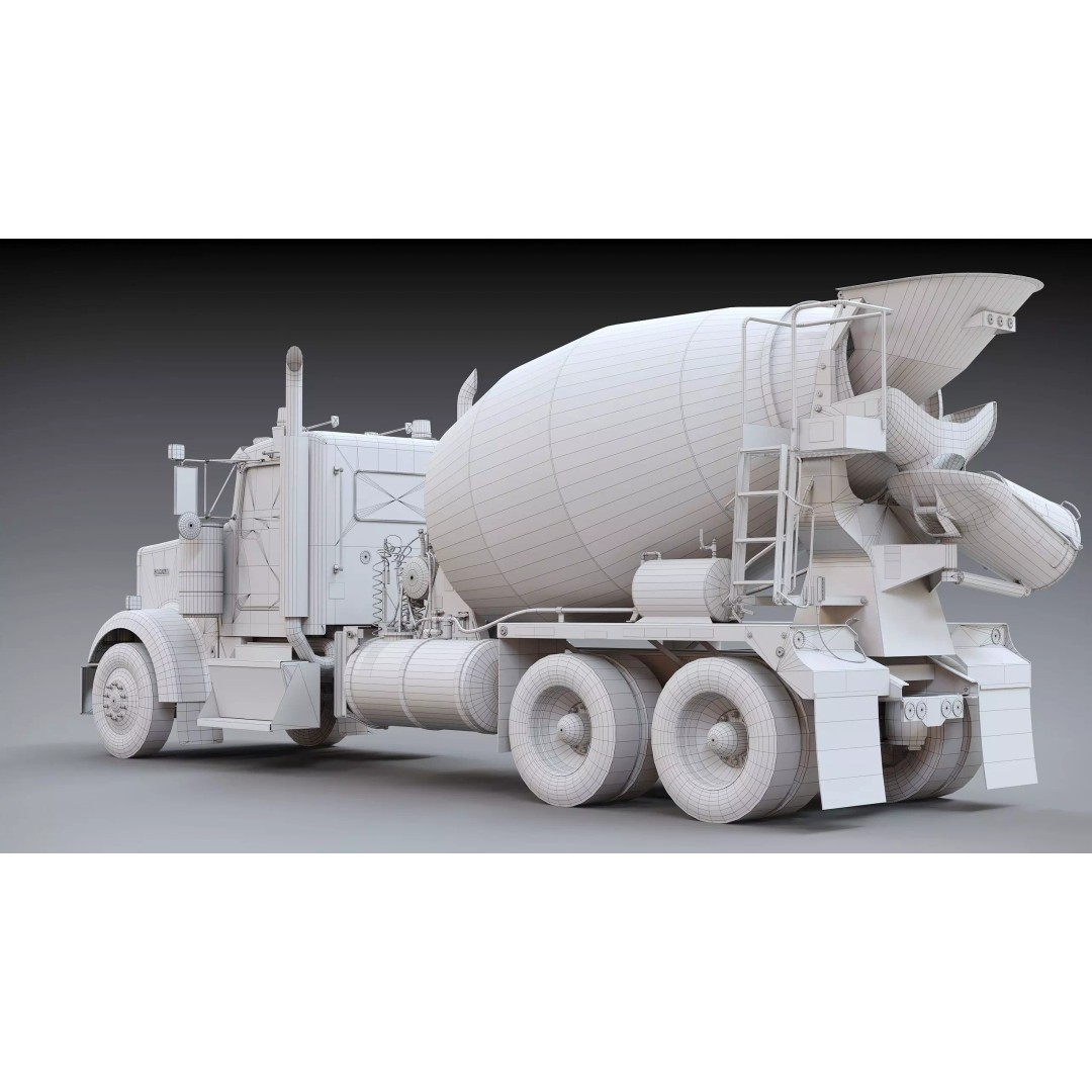 Kenworth W900 Concrete Mixer 3D Model – Low Poly Game Ready, FBX - View 52