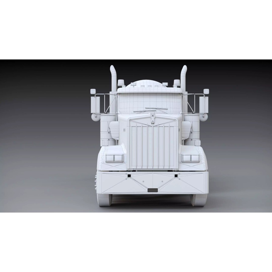 Kenworth W900 Concrete Mixer 3D Model – Low Poly Game Ready, FBX - View 53