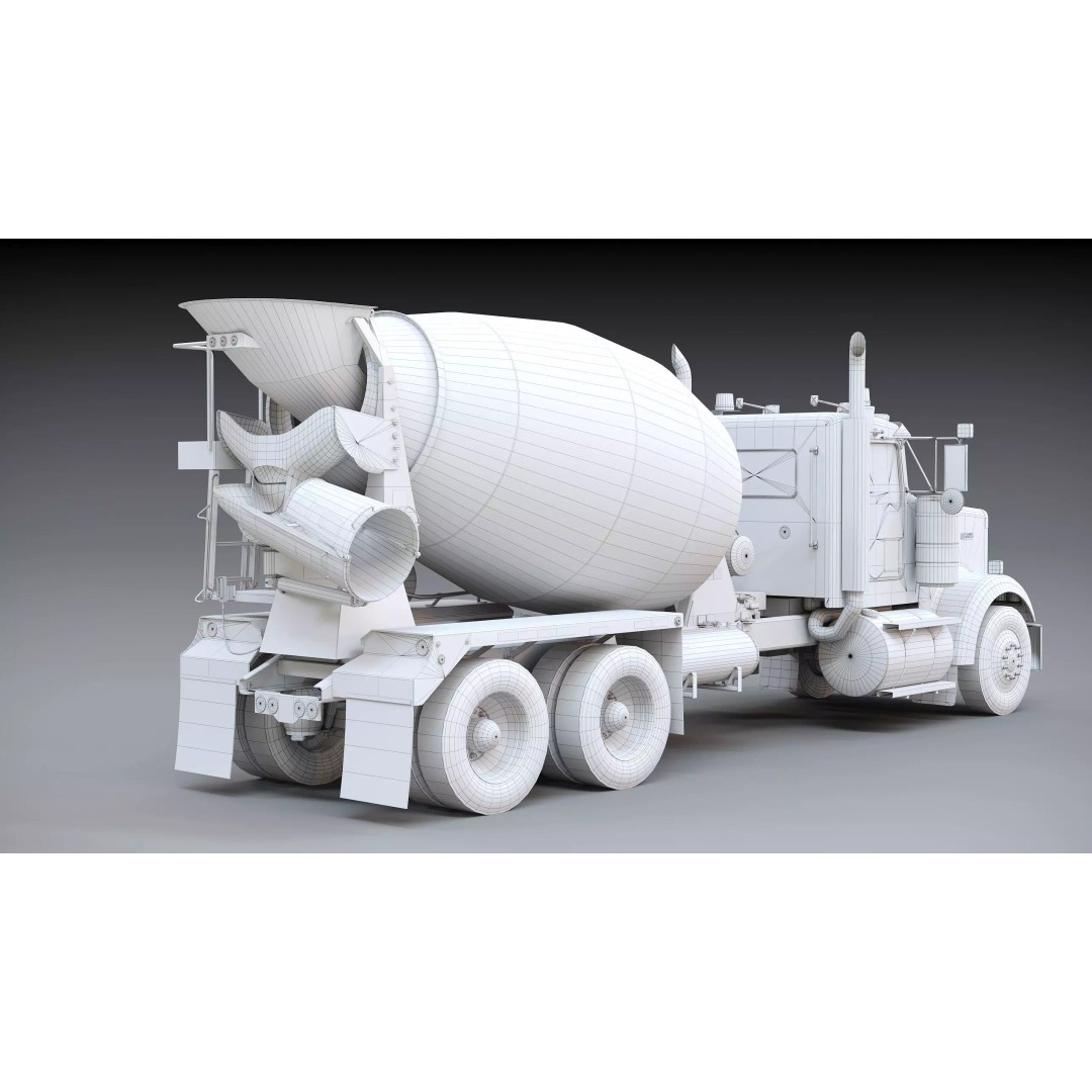 Kenworth W900 Concrete Mixer 3D Model – Low Poly Game Ready, FBX - View 54