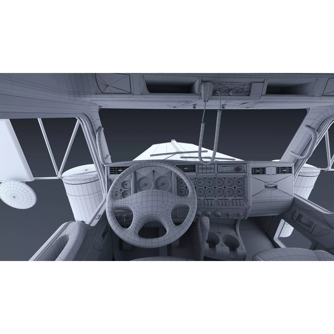 Kenworth W900 Concrete Mixer 3D Model – Low Poly Game Ready, FBX - View 56