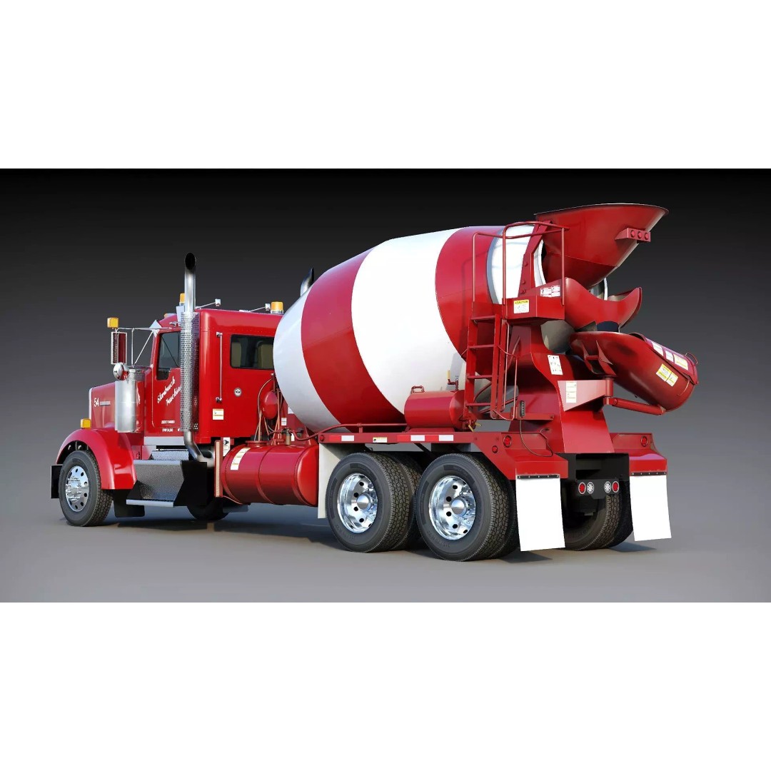 Kenworth W900 Concrete Mixer 3D Model – Low Poly Game Ready, FBX - View 8