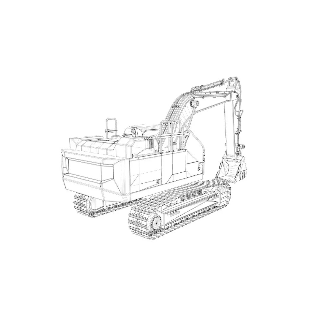 Tracked Excavator 3D Model – High-Quality Industrial Vehicle, FBX, OBJ