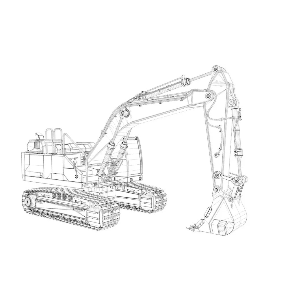 Tracked Excavator 3D Model – High-Quality Industrial Vehicle, FBX, OBJ - View 14