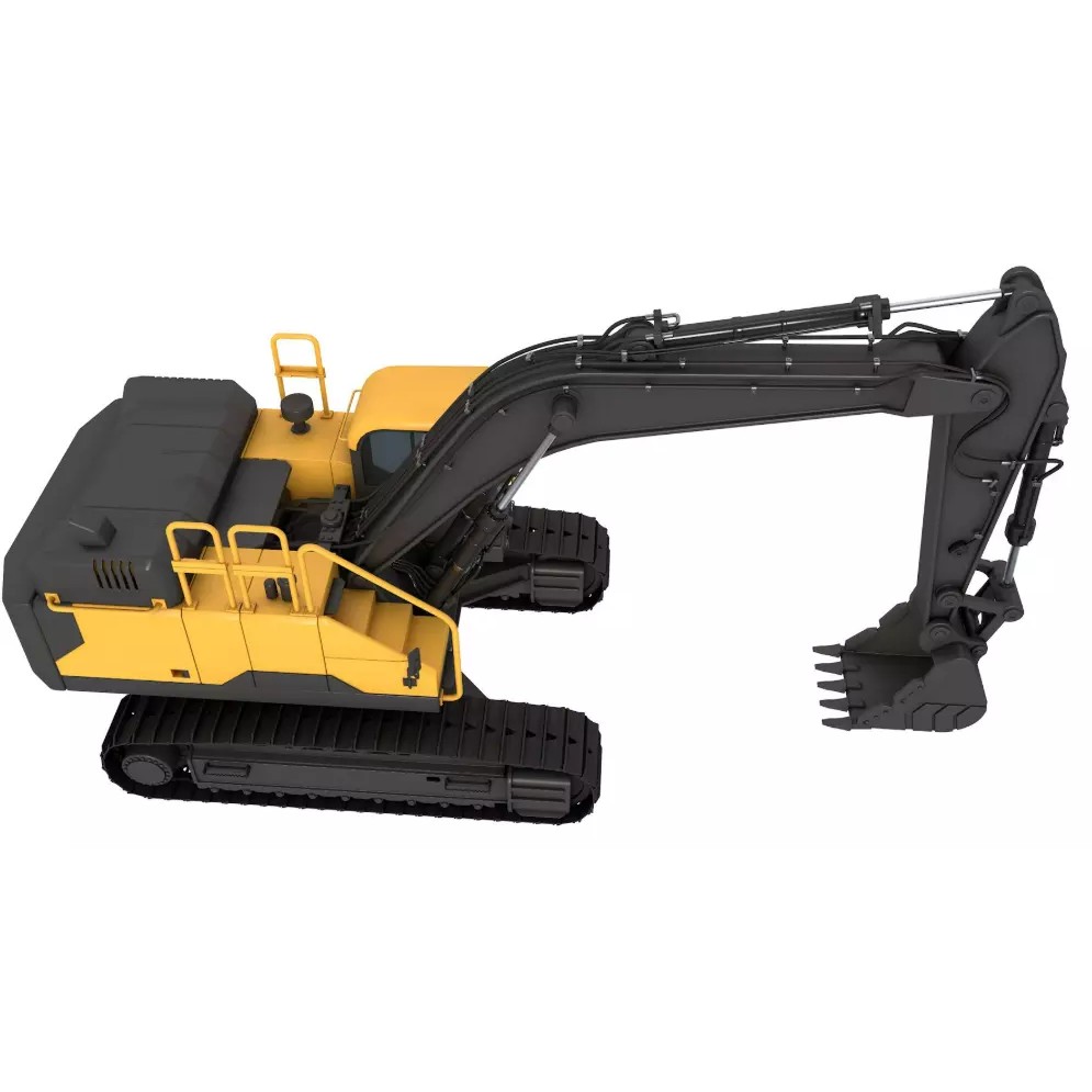 Tracked Excavator 3D Model – High-Quality Industrial Vehicle, FBX, OBJ - View 3