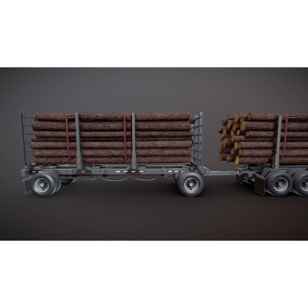 Kenworth W900A Logging Truck 3D Model – Low Poly Game Ready, FBX - View 23
