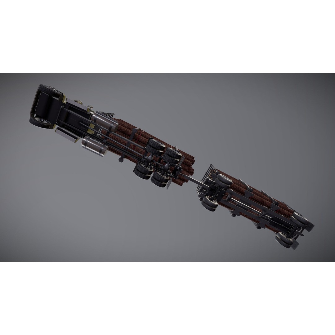 Kenworth W900A Logging Truck 3D Model – Low Poly Game Ready, FBX - View 26