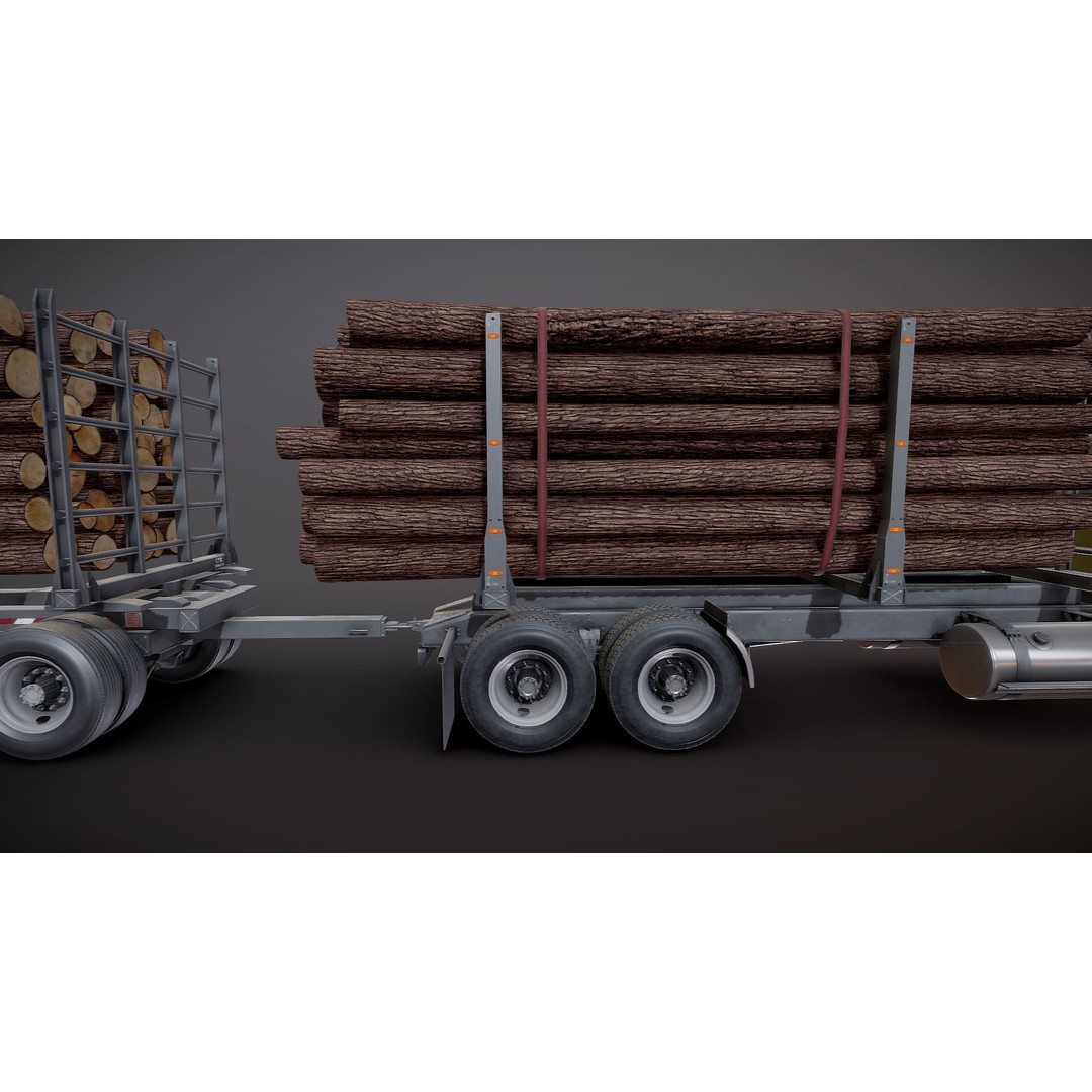 Kenworth W900A Logging Truck 3D Model – Low Poly Game Ready, FBX - View 29