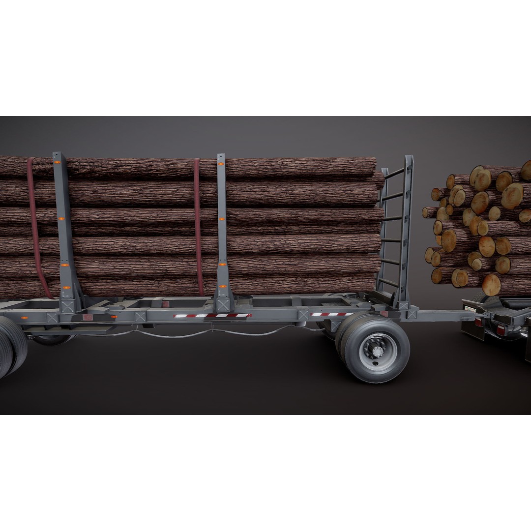 Kenworth W900A Logging Truck 3D Model – Low Poly Game Ready, FBX - View 30