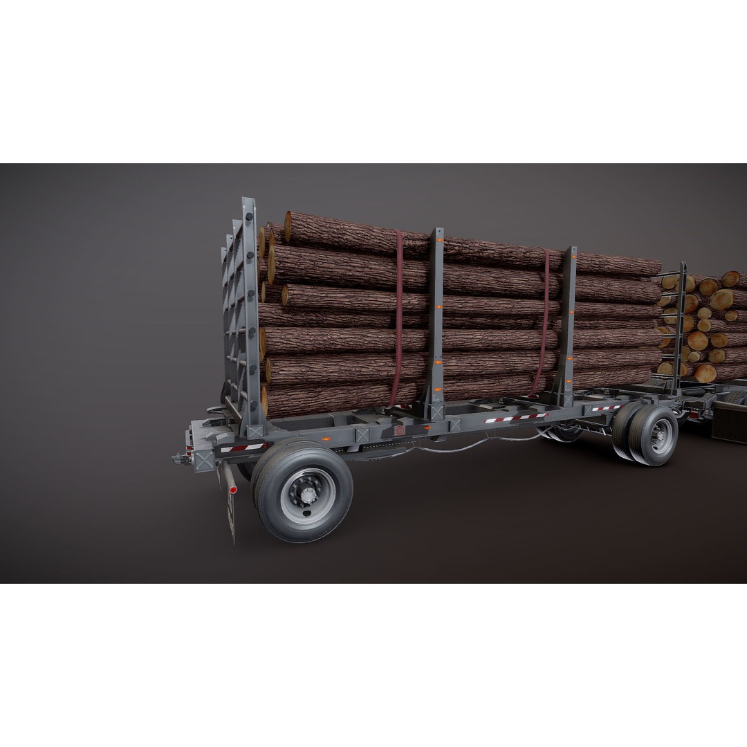 Kenworth W900A Logging Truck 3D Model – Low Poly Game Ready, FBX - View 31