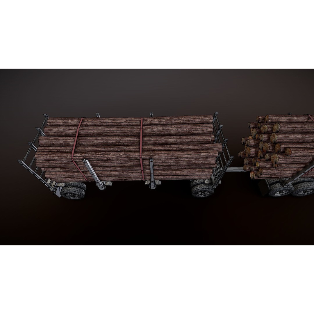Kenworth W900A Logging Truck 3D Model – Low Poly Game Ready, FBX - View 35