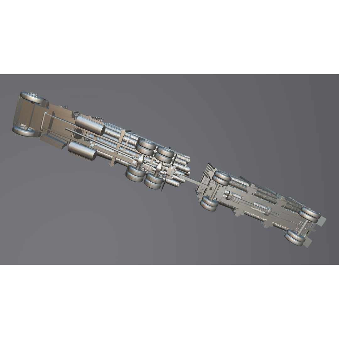 Kenworth W900A Logging Truck 3D Model – Low Poly Game Ready, FBX - View 38