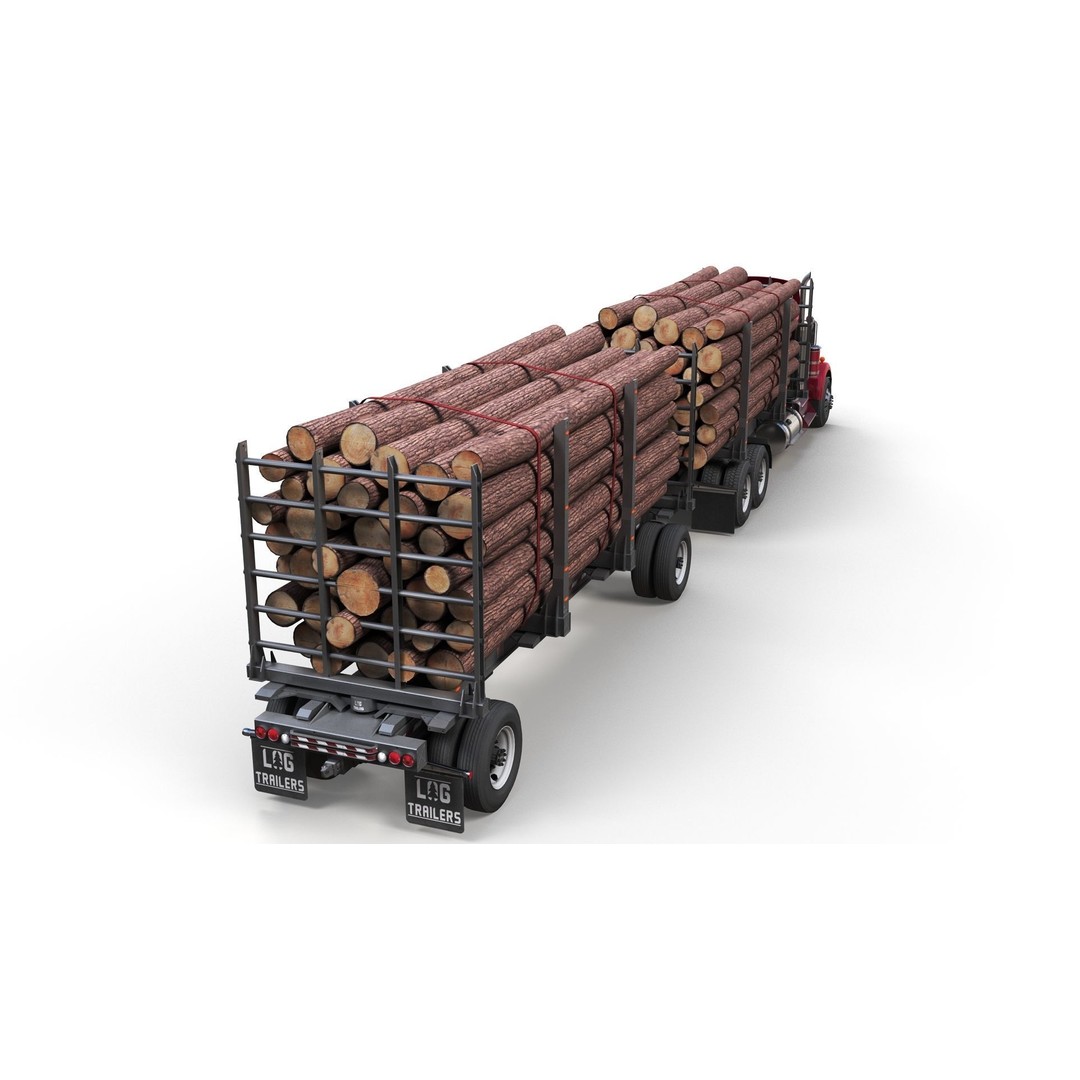 Kenworth W900A Logging Truck 3D Model – Low Poly Game Ready, FBX - View 8