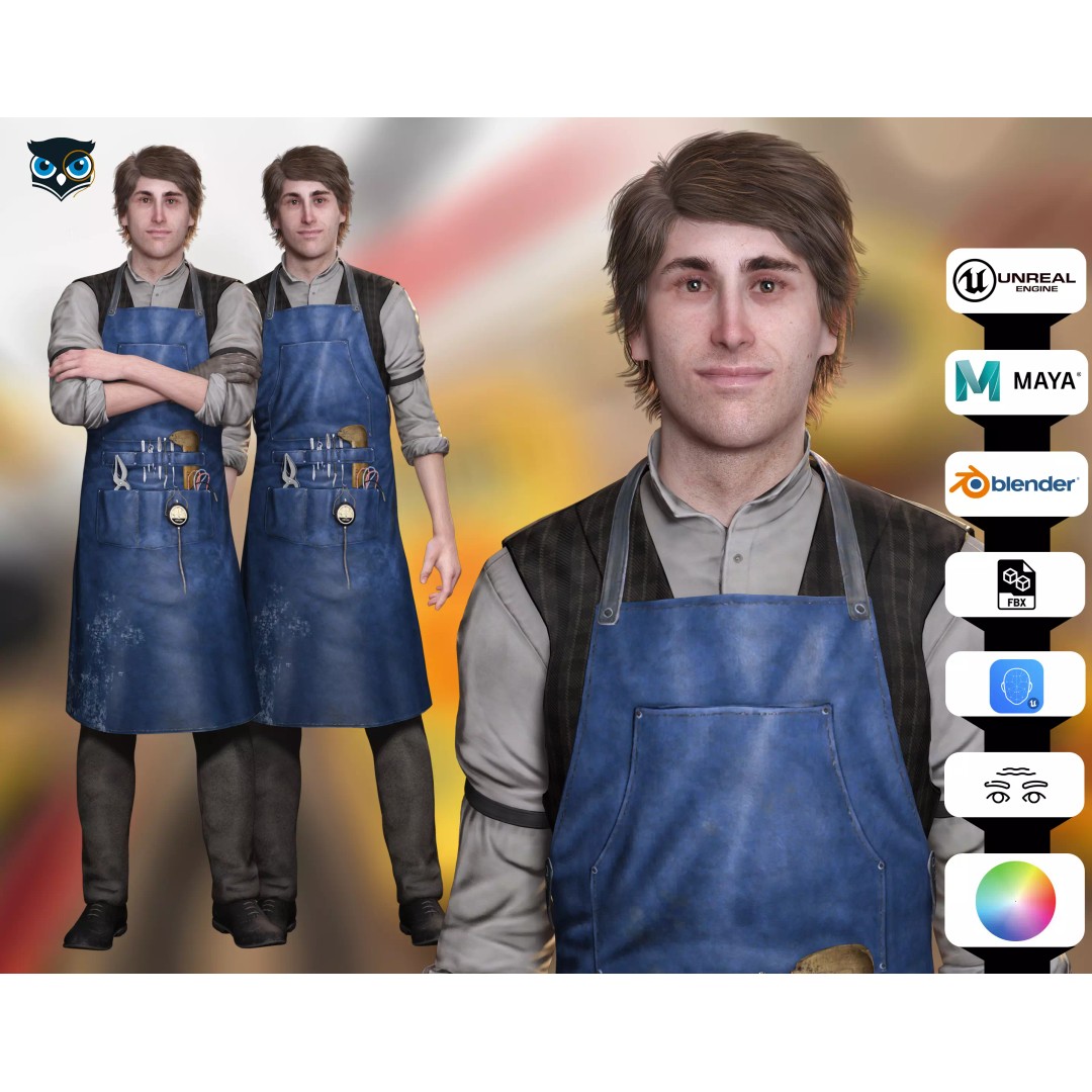 Industrial Electrical Technician 3D Model – Low Poly Rigged Character, FBX - View 2
