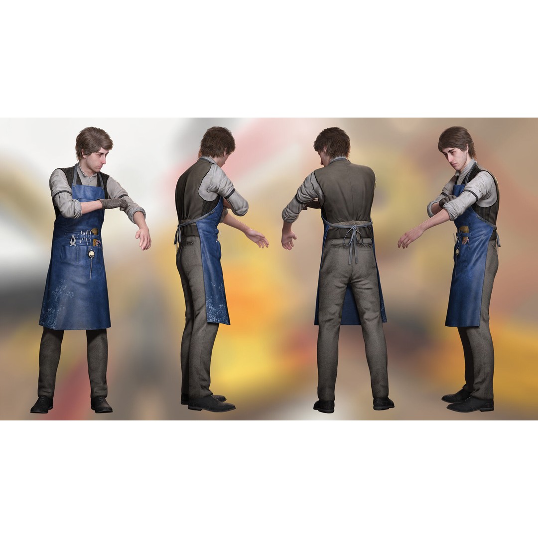 Industrial Electrical Technician 3D Model – Low Poly Rigged Character, FBX - View 4