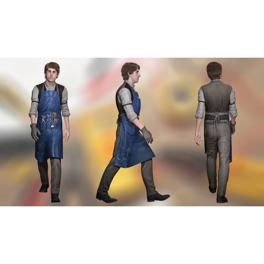 Industrial Electrical Technician 3D Model – Low Poly Rigged Character, FBX - View 5