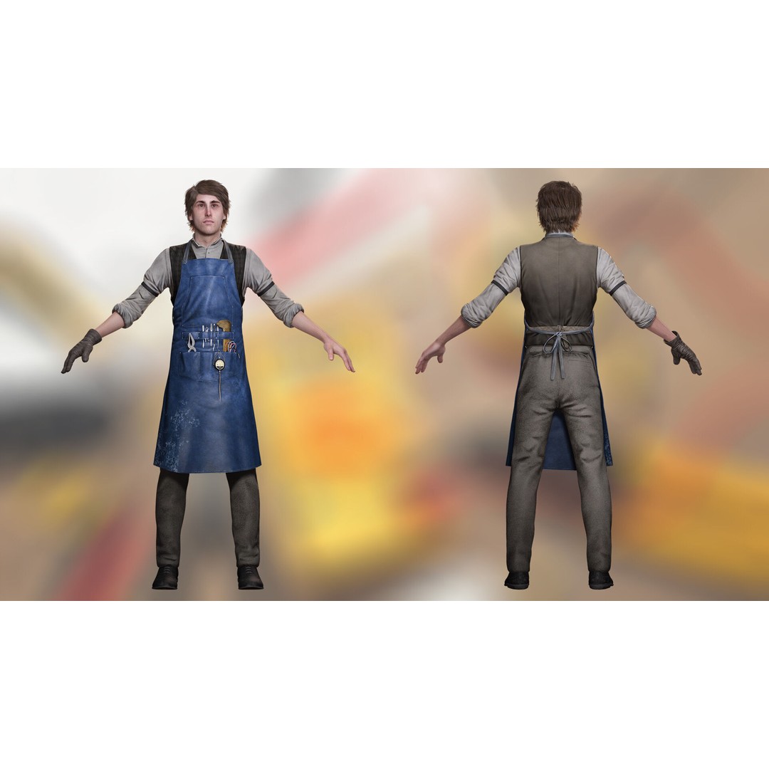 Industrial Electrical Technician 3D Model – Low Poly Rigged Character, FBX - View 6
