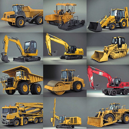Heavy Machines 3D Model – Detailed Industrial Vehicle Collection, FBX