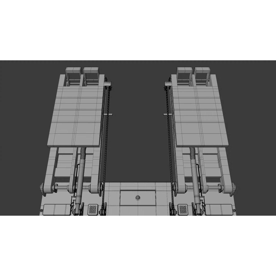 Lowboy Trailer 3D Model – Realistic Low-Poly Industrial Asset, FBX