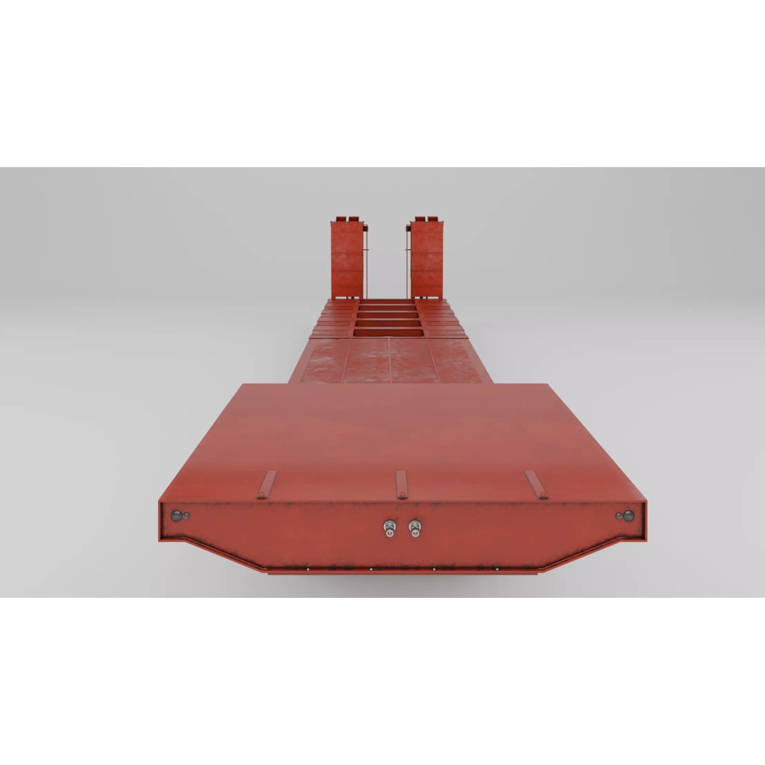 Lowboy Trailer 3D Model – Realistic Low-Poly Industrial Asset, FBX - View 10