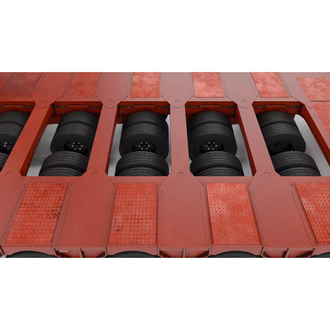 Lowboy Trailer 3D Model – Realistic Low-Poly Industrial Asset, FBX - View 11