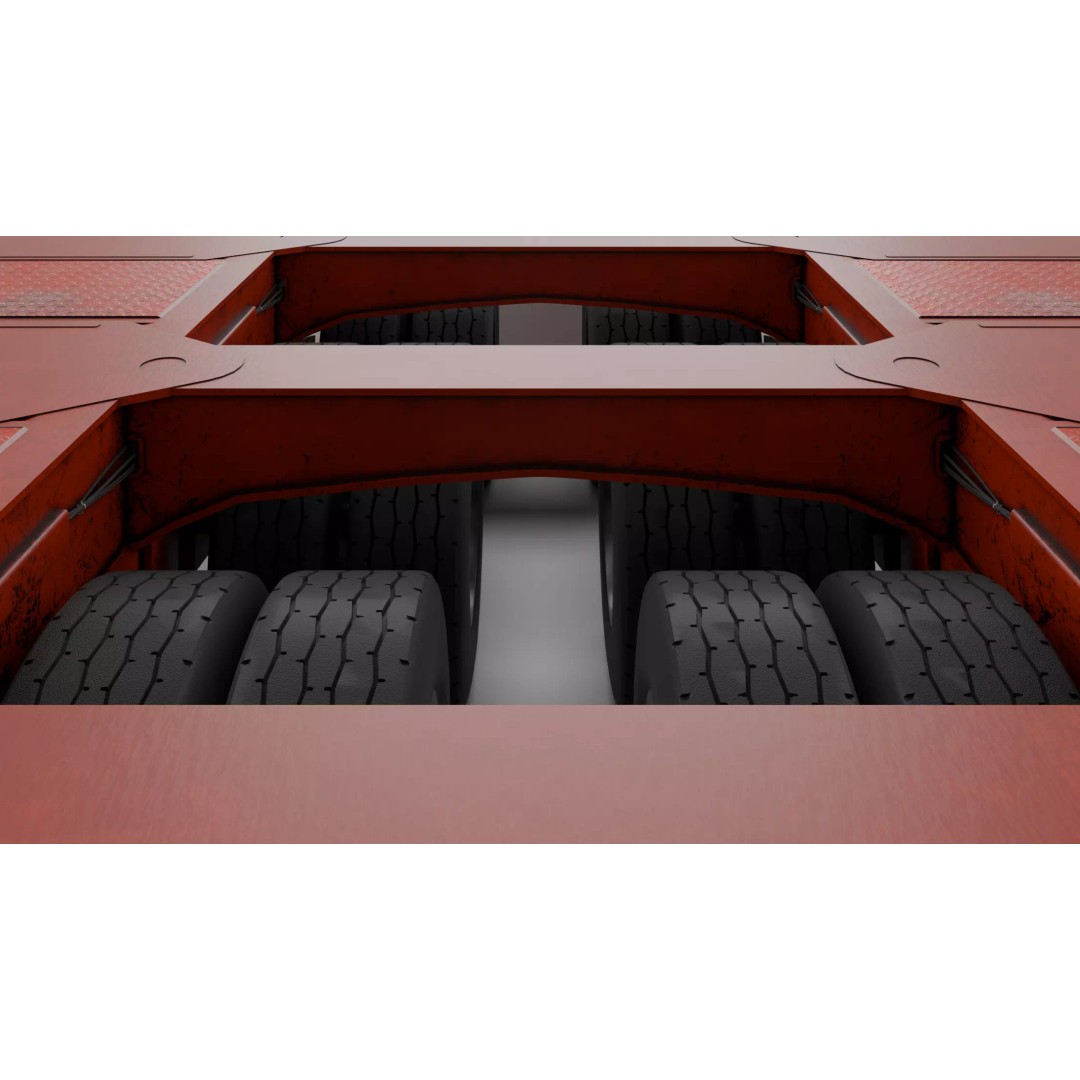 Lowboy Trailer 3D Model – Realistic Low-Poly Industrial Asset, FBX - View 13