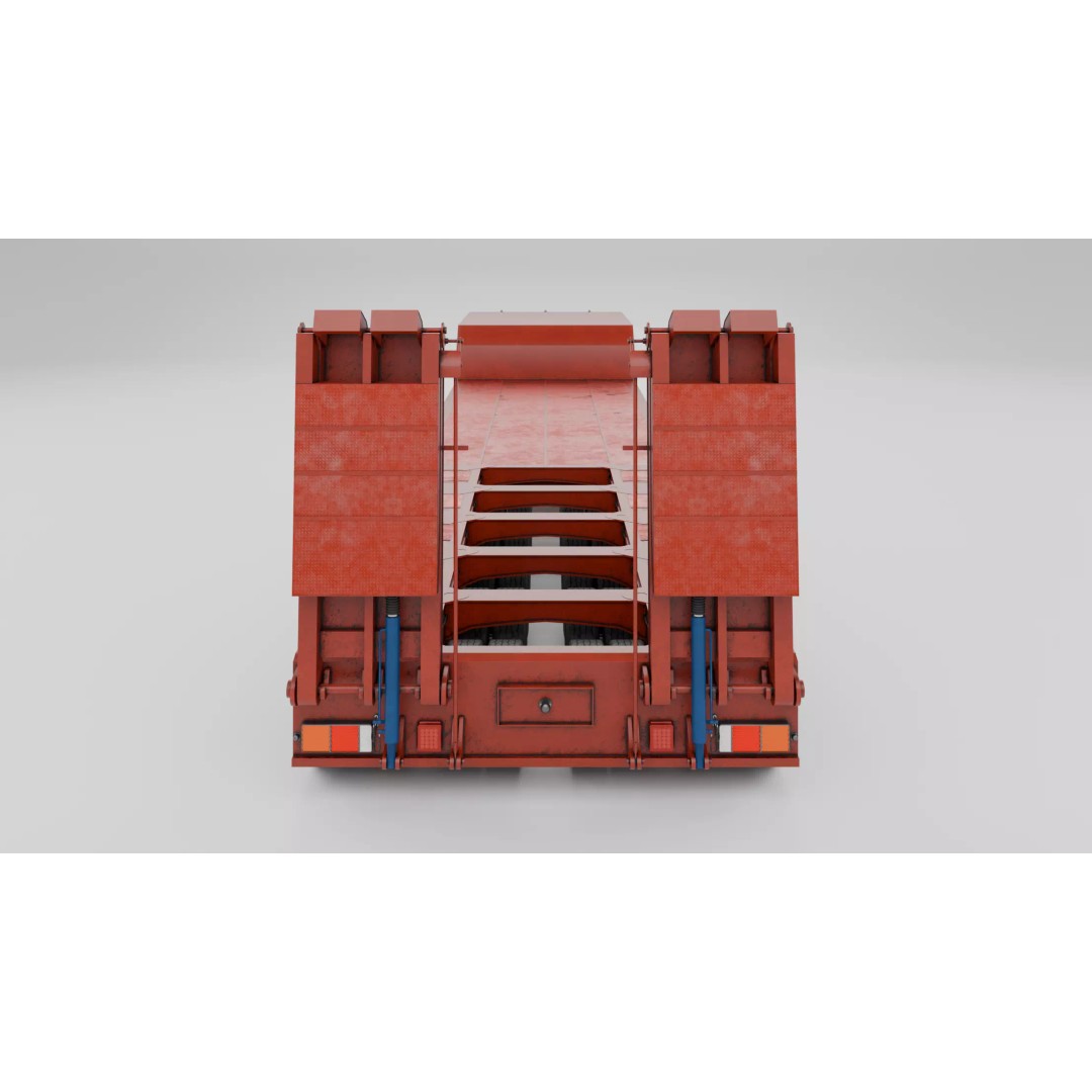 Lowboy Trailer 3D Model – Realistic Low-Poly Industrial Asset, FBX - View 16