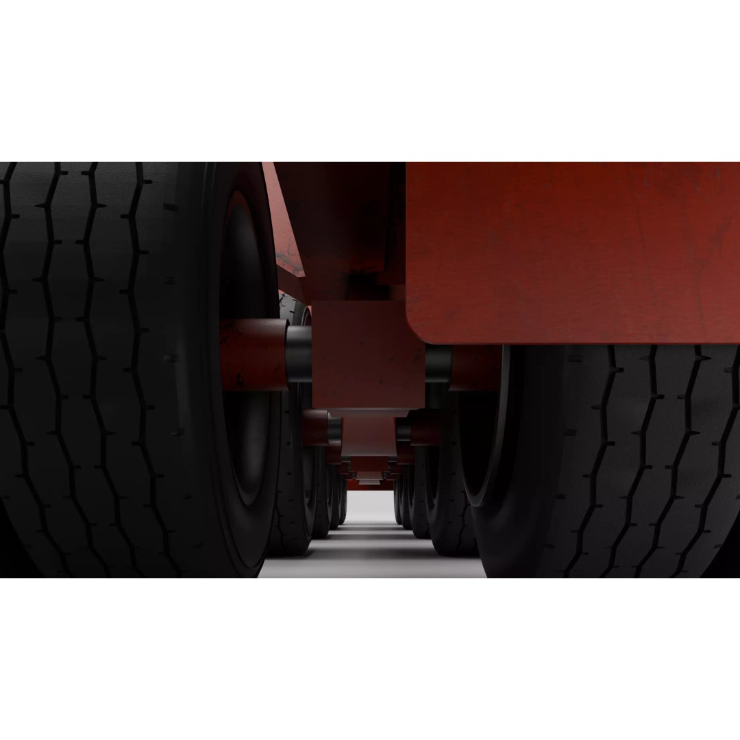 Lowboy Trailer 3D Model – Realistic Low-Poly Industrial Asset, FBX - View 17