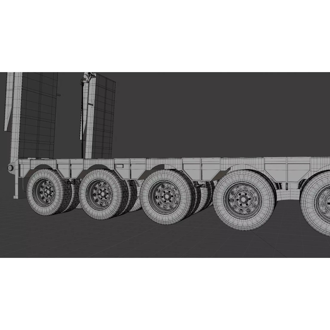 Lowboy Trailer 3D Model – Realistic Low-Poly Industrial Asset, FBX - View 18