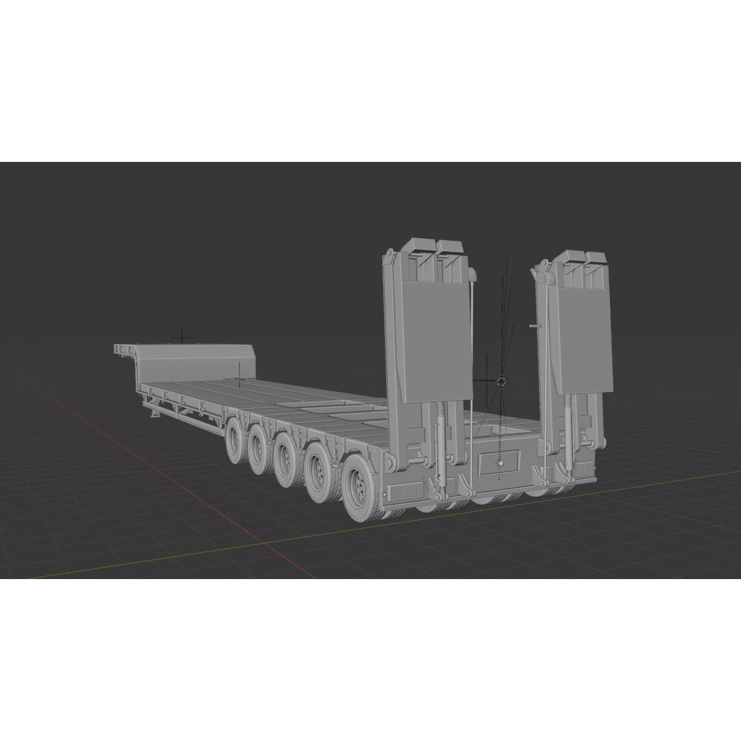 Lowboy Trailer 3D Model – Realistic Low-Poly Industrial Asset, FBX - View 19