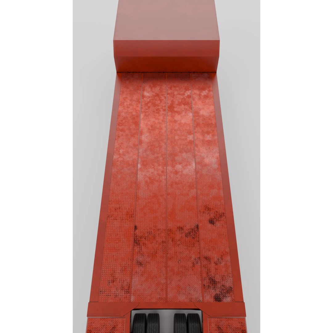 Lowboy Trailer 3D Model – Realistic Low-Poly Industrial Asset, FBX - View 9