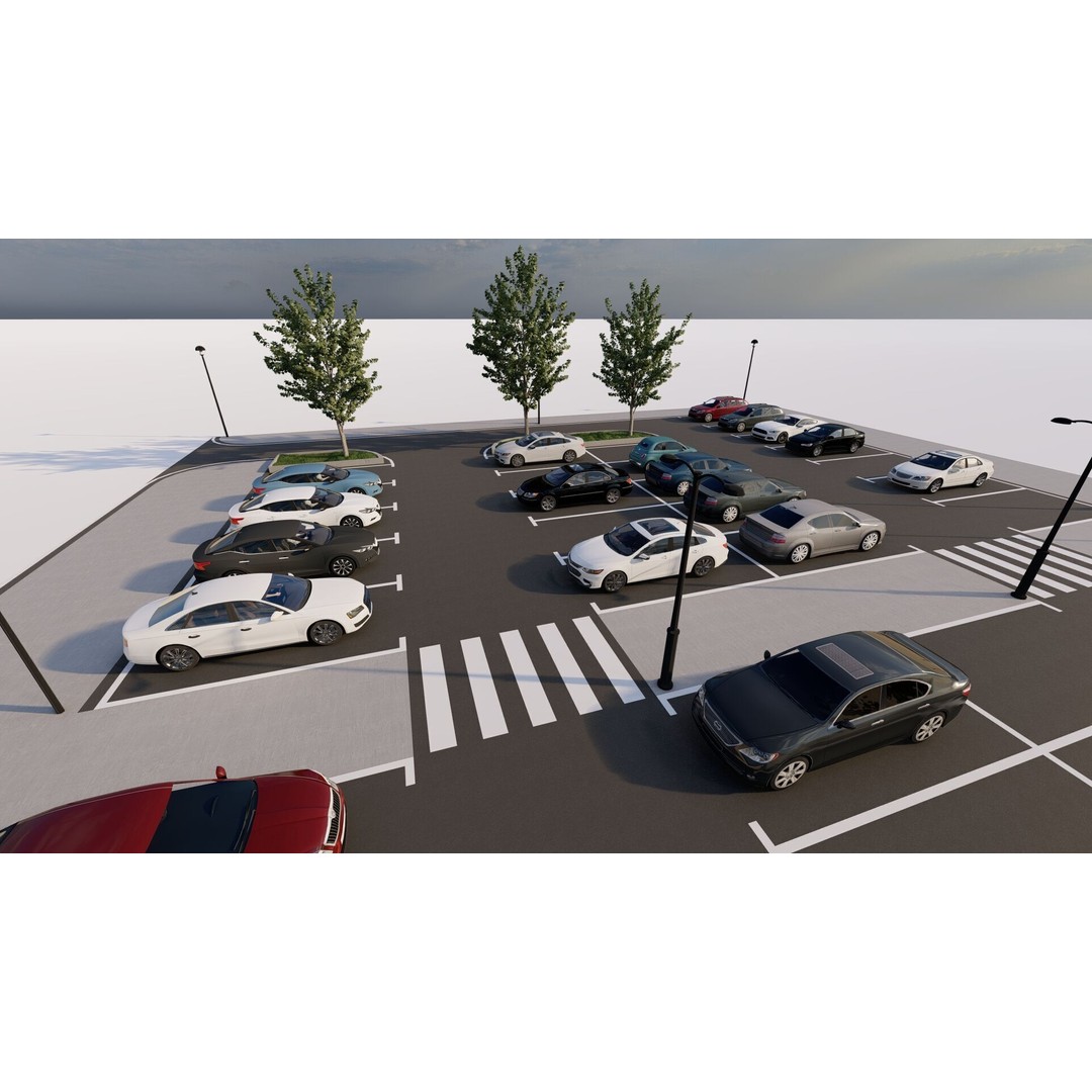 Parking Lot 3D Model – Realistic Low-Poly Game Asset, FBX, OBJ - View 10