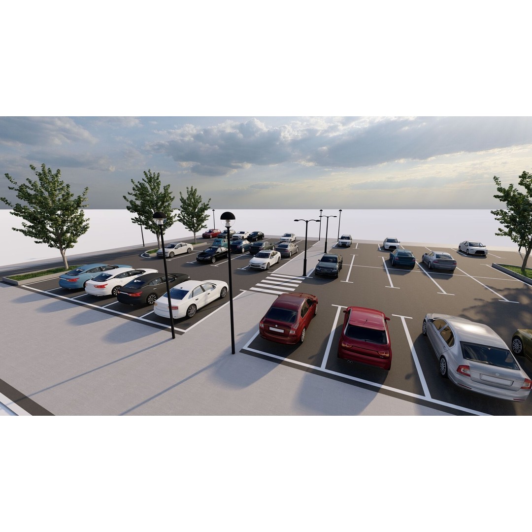 Parking Lot 3D Model – Realistic Low-Poly Game Asset, FBX, OBJ - View 11