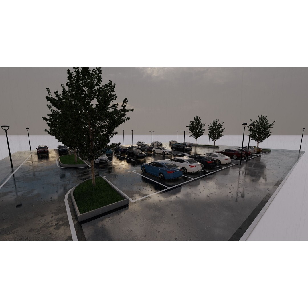 Parking Lot 3D Model – Realistic Low-Poly Game Asset, FBX, OBJ - View 13