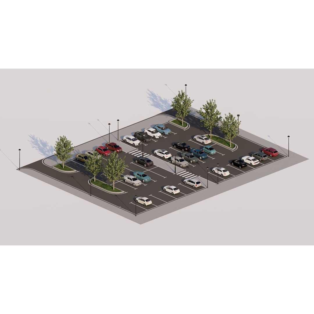 Parking Lot 3D Model – Realistic Low-Poly Game Asset, FBX, OBJ - View 15