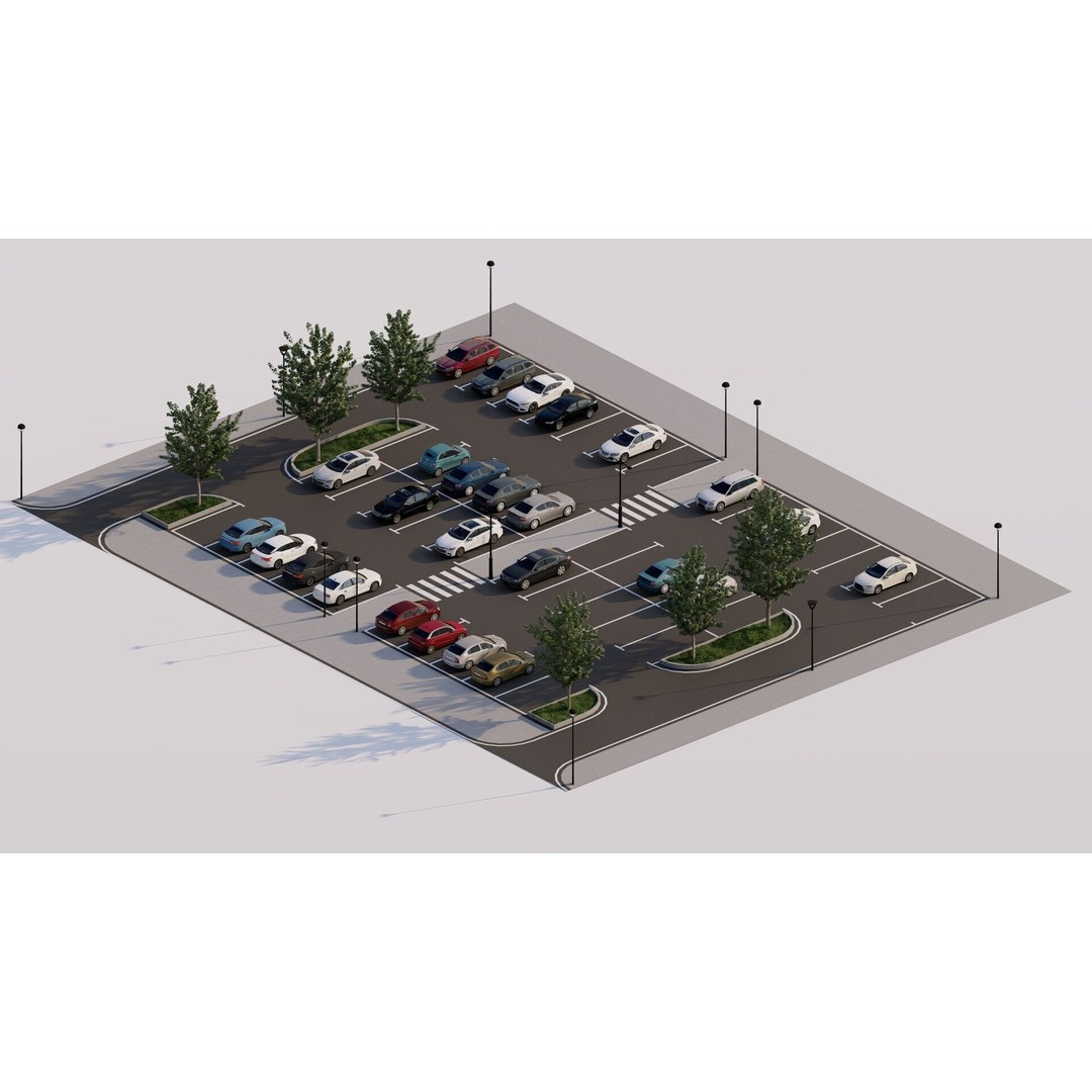 Parking Lot 3D Model – Realistic Low-Poly Game Asset, FBX, OBJ - View 17