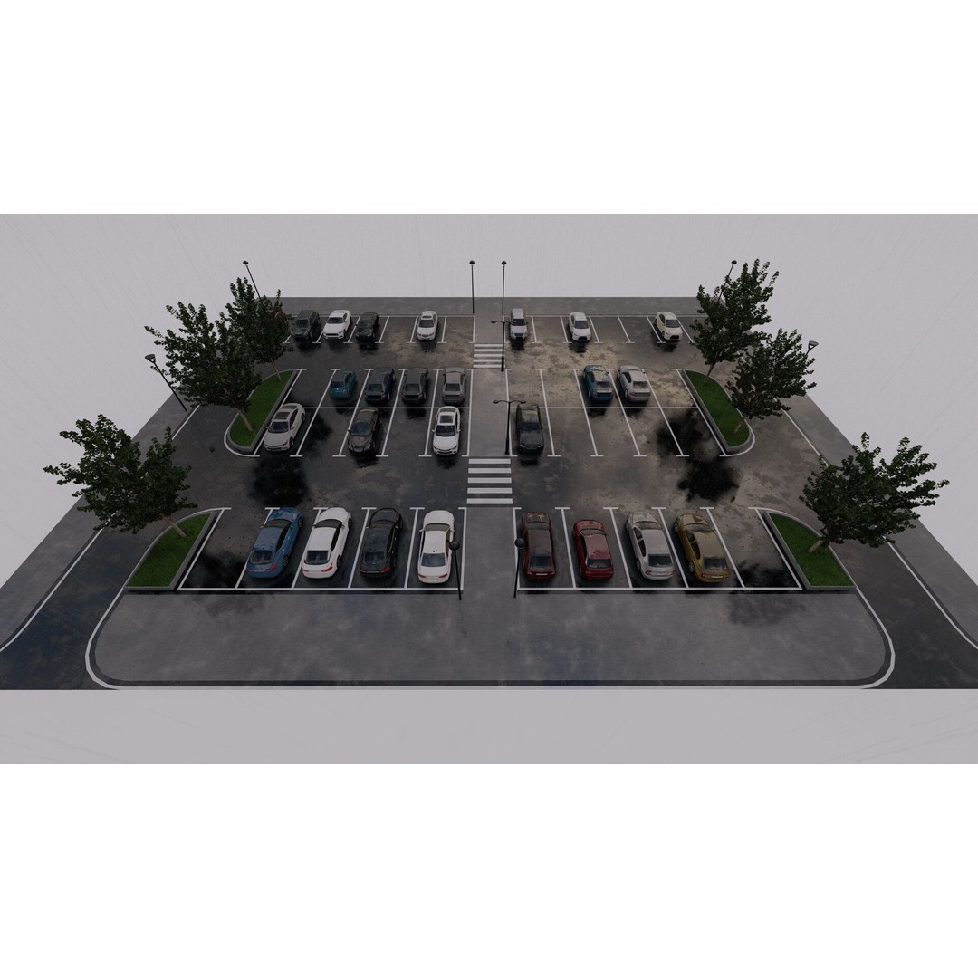 Parking Lot 3D Model – Realistic Low-Poly Game Asset, FBX, OBJ - View 18