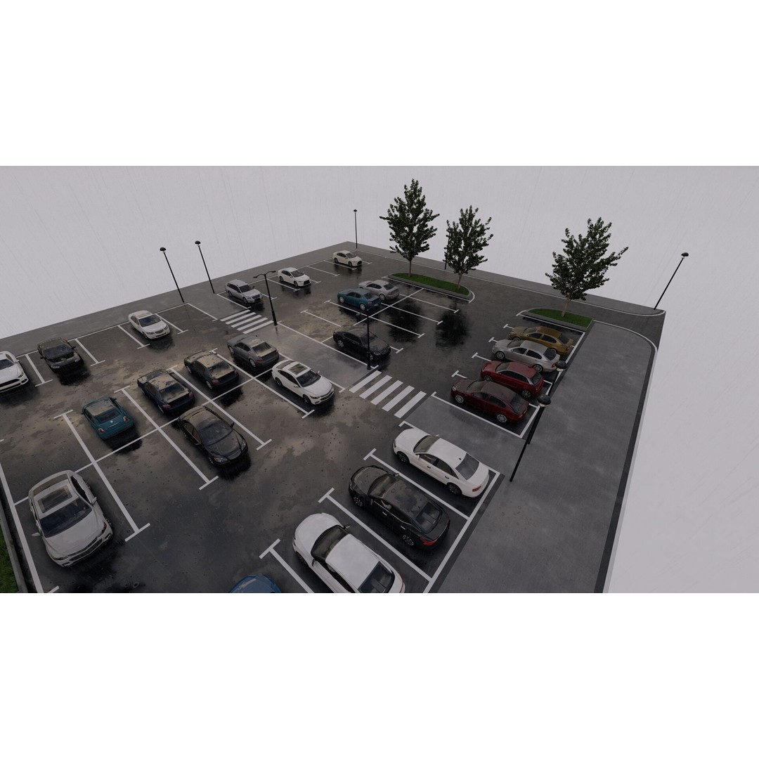 Parking Lot 3D Model – Realistic Low-Poly Game Asset, FBX, OBJ - View 19