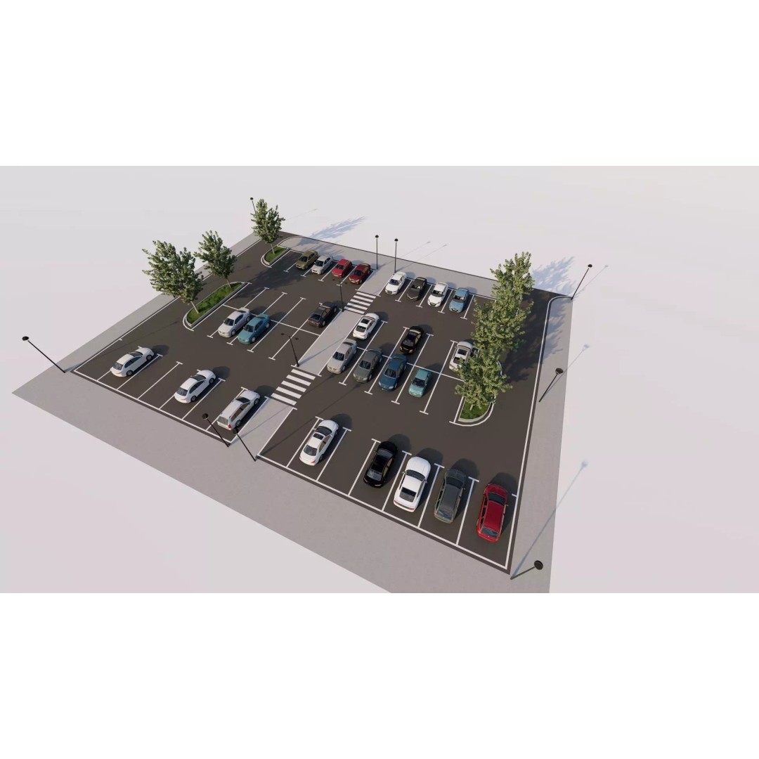 Parking Lot 3D Model – Realistic Low-Poly Game Asset, FBX, OBJ - View 2