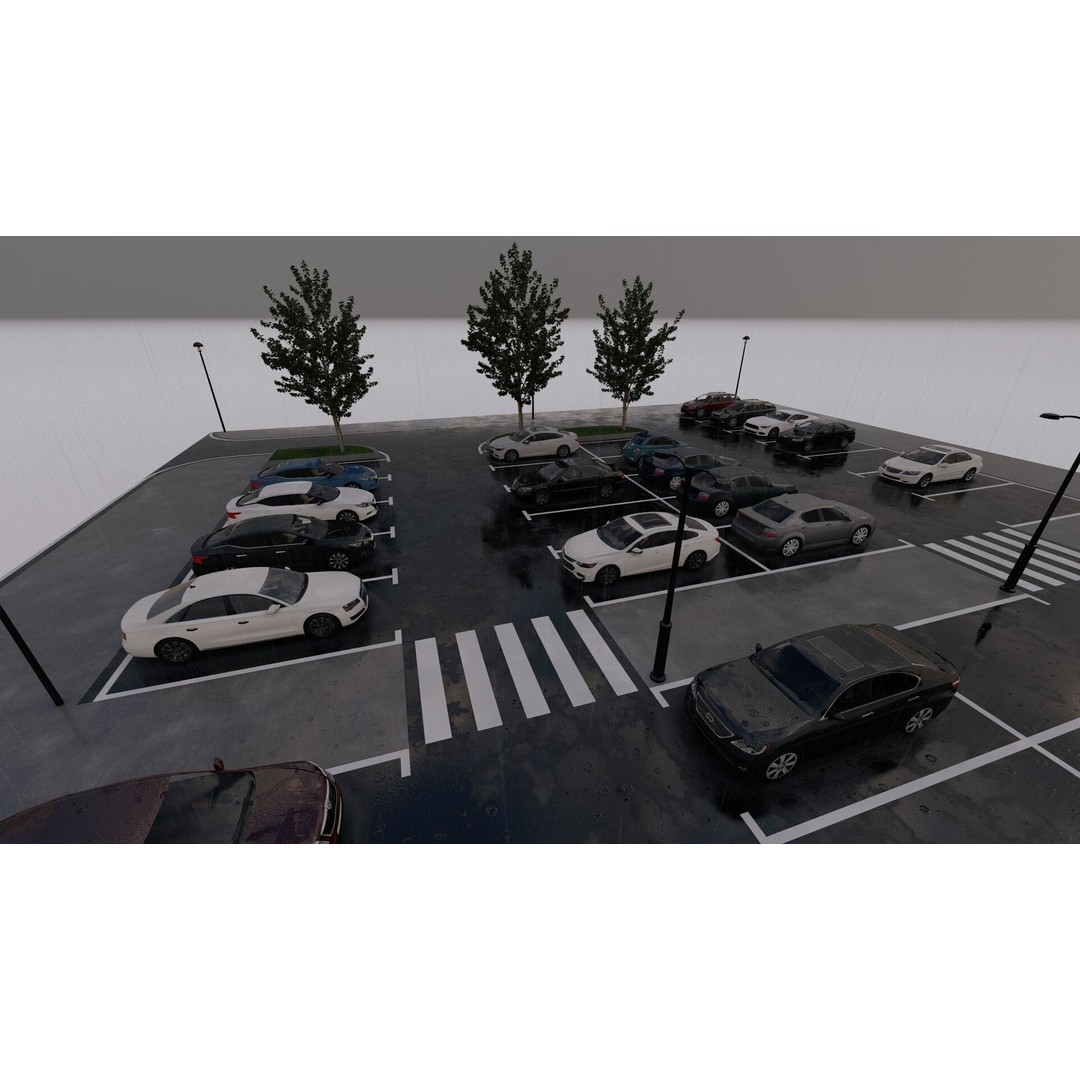 Parking Lot 3D Model – Realistic Low-Poly Game Asset, FBX, OBJ - View 20