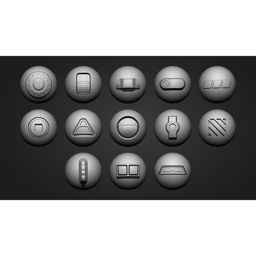 Hard Surface Alpha Brush 3D Model – 111 High-Quality Alphas, ZBrush